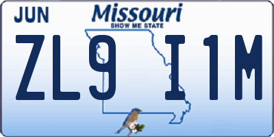 MO license plate ZL9I1M