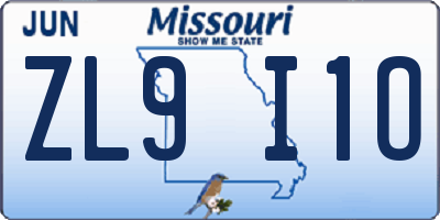 MO license plate ZL9I1O