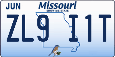 MO license plate ZL9I1T