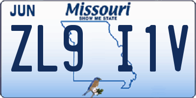 MO license plate ZL9I1V