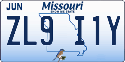 MO license plate ZL9I1Y