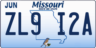 MO license plate ZL9I2A