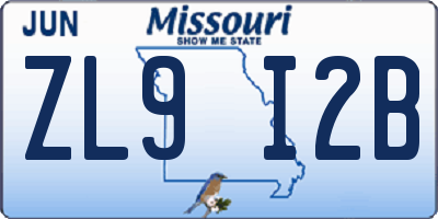MO license plate ZL9I2B