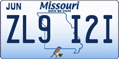 MO license plate ZL9I2I