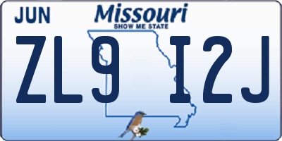 MO license plate ZL9I2J