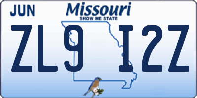 MO license plate ZL9I2Z