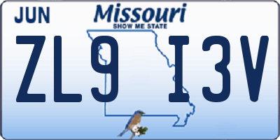 MO license plate ZL9I3V