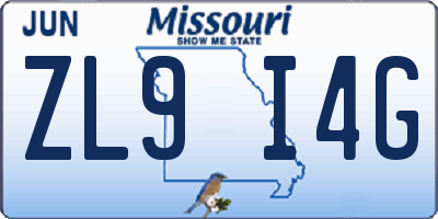 MO license plate ZL9I4G