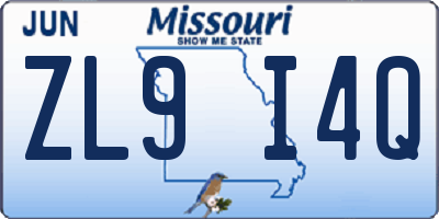 MO license plate ZL9I4Q