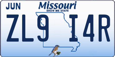 MO license plate ZL9I4R
