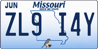 MO license plate ZL9I4Y