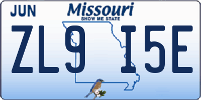 MO license plate ZL9I5E