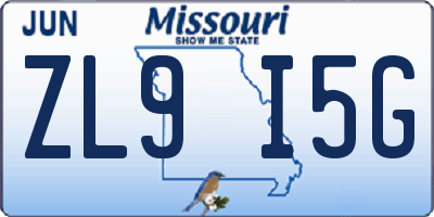 MO license plate ZL9I5G