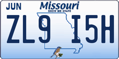 MO license plate ZL9I5H