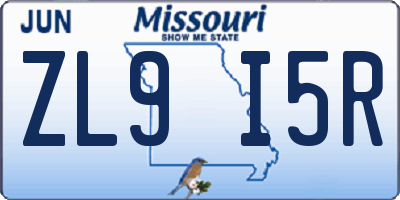 MO license plate ZL9I5R