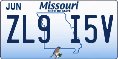MO license plate ZL9I5V