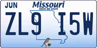 MO license plate ZL9I5W