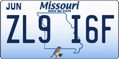 MO license plate ZL9I6F
