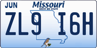 MO license plate ZL9I6H