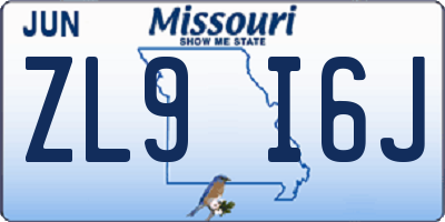 MO license plate ZL9I6J