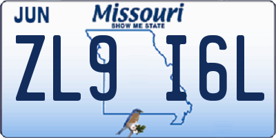 MO license plate ZL9I6L
