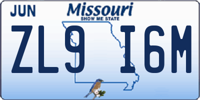 MO license plate ZL9I6M