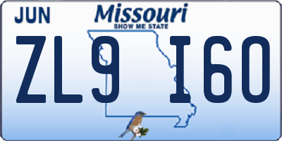 MO license plate ZL9I6O