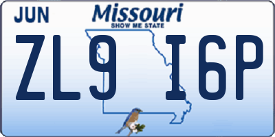 MO license plate ZL9I6P