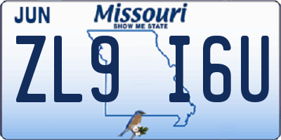 MO license plate ZL9I6U