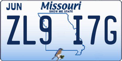 MO license plate ZL9I7G