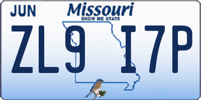 MO license plate ZL9I7P