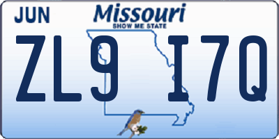 MO license plate ZL9I7Q