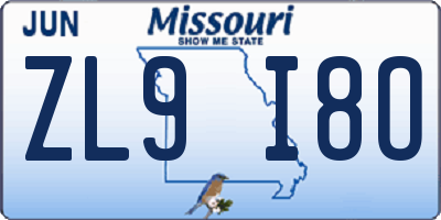 MO license plate ZL9I8O
