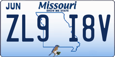 MO license plate ZL9I8V