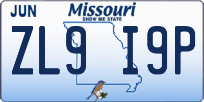 MO license plate ZL9I9P