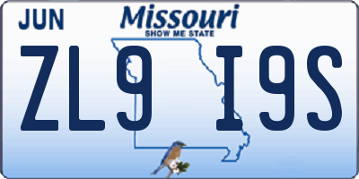 MO license plate ZL9I9S