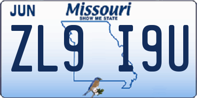 MO license plate ZL9I9U