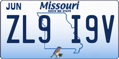 MO license plate ZL9I9V