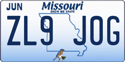 MO license plate ZL9J0G