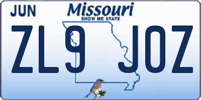 MO license plate ZL9J0Z