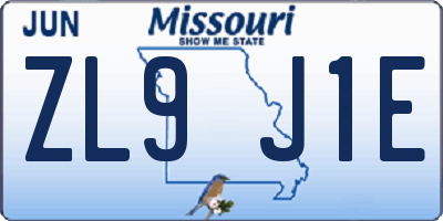 MO license plate ZL9J1E