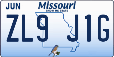 MO license plate ZL9J1G