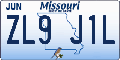 MO license plate ZL9J1L