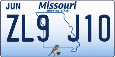 MO license plate ZL9J1O