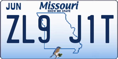 MO license plate ZL9J1T