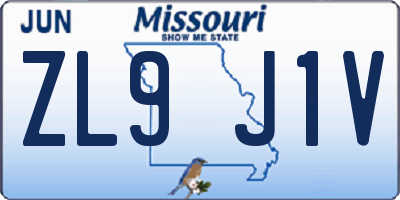 MO license plate ZL9J1V