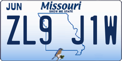 MO license plate ZL9J1W