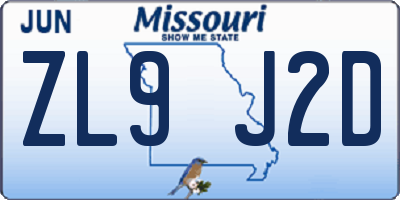 MO license plate ZL9J2D