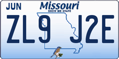 MO license plate ZL9J2E