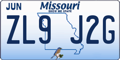 MO license plate ZL9J2G